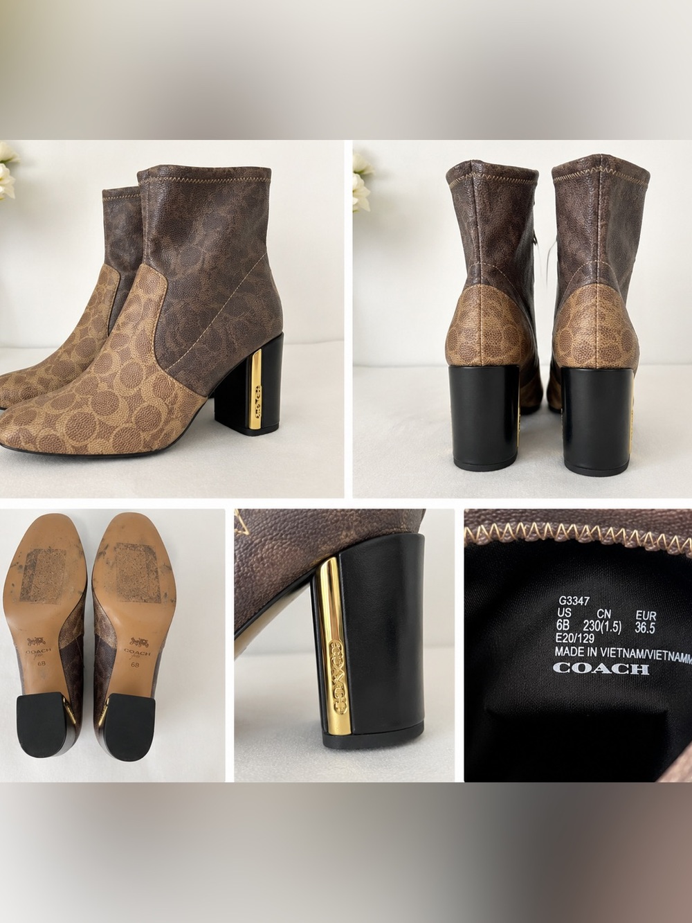 Coach Margot signature canvas heel boots